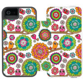 Coque Portefeuille Incipio Pour iPhone le griffonnage fleurit le motif d'arrière - plan (Folio Ouvert)