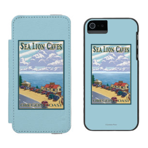 Coque-portefeuille iPhone 5 Incipio Watson™ Le lion d'OregonSea foudroie l'affiche de Vintage