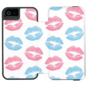 Coque-portefeuille iPhone 5 Incipio Watson™ Lèvres bleues et roses Motif, Baguette à lèvres, B