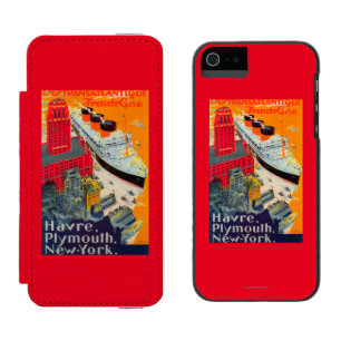 Coque-portefeuille iPhone 5 Incipio Watson™ Ligne française affiche de voyage, Le Havre à