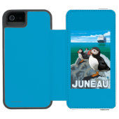 Coque Portefeuille Incipio Pour iPhone Macareux et bateau de croisière - Juneau, Alaska (Folio Ouvert)