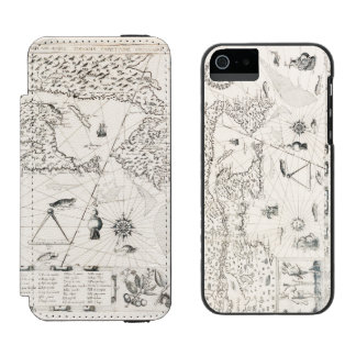Coque-portefeuille iPhone 5 Incipio Watson™ Medieval World Map Québec Nouvelle-France America