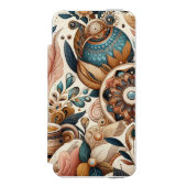 Coque Portefeuille Incipio Pour iPhone Mélange bohème de fleurs turquoises, magenta, viol (Folio Devant)