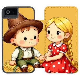 Coque-portefeuille iPhone 5 Incipio Watson™ Mignons Enfants de la Campagne sur une Balle de Fo
