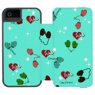 Coque-portefeuille iPhone 5 Incipio Watson™ Mittens d'amour d'hiver et motif de flocon de neig