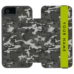 Coque-portefeuille iPhone 5 Incipio Watson™ Modèle de camouflage gris, Votre nom, Personnalise