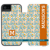 Coque Portefeuille Incipio Pour iPhone Monogramme floral personnalisé et nom (Folio Ouvert)