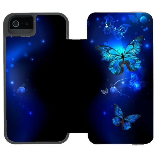 Coque Portefeuille Incipio Pour iPhone Morpho Butterfly in the Dark Background (Folio Ouvert)