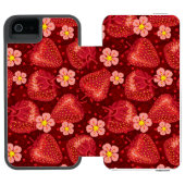 Coque Portefeuille Incipio Pour iPhone Motif 2 2 de fraise (Folio Ouvert)
