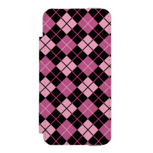 Coque-portefeuille iPhone 5 Incipio Watson™ Motif à motifs de losanges dans le noir et le ros
