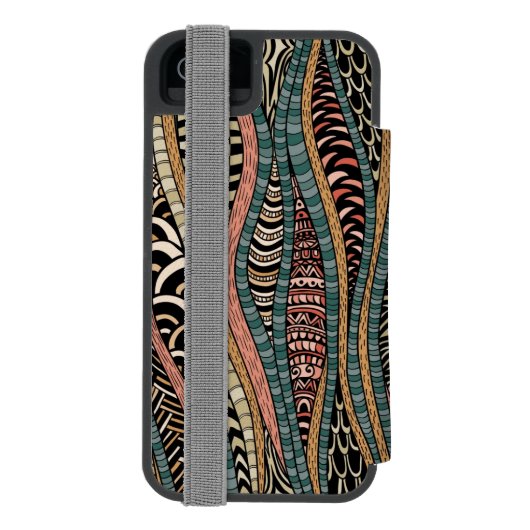 Coque Portefeuille Incipio Pour iPhone Motif abstrait dans le style ethnique (Folio Dos)