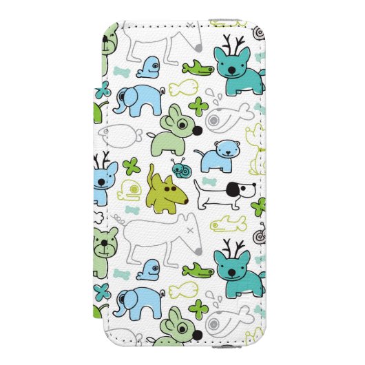 Coque Portefeuille Incipio Pour iPhone motif animal d'arrière - plan d'enfants (Folio Devant)
