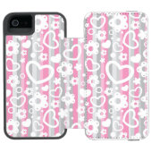 Coque Portefeuille Incipio Pour iPhone Motif avec des coeurs et des fleurs (Folio Ouvert)
