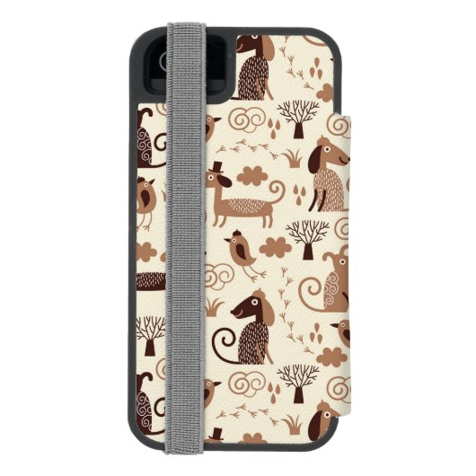 Coque Portefeuille Incipio Pour iPhone motif avec les chiens mignons (Folio Dos)