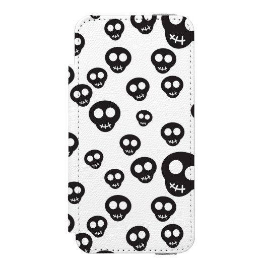 Coque Portefeuille Incipio Pour iPhone Motif avec les crânes noirs sur le blanc (Folio Devant)