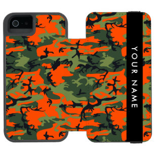 Coque-portefeuille iPhone 5 Incipio Watson™ Motif de camouflage orange, Votre nom, Personnalis