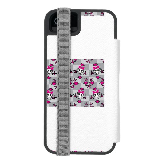 Coque Portefeuille Incipio Pour iPhone Motif de crânes d'Emo (Folio Dos)