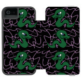 Coque Portefeuille Incipio Pour iPhone Motif de dragon vert bébé (Folio Ouvert)