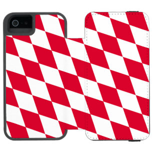 Coque-portefeuille iPhone 5 Incipio Watson™ Motif de drapeau diamant Bavière rouge et blanc