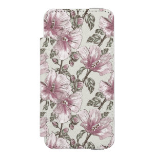 Coque-portefeuille iPhone 5 Incipio Watson™ Motif de fleurs rose amorti de ketmie