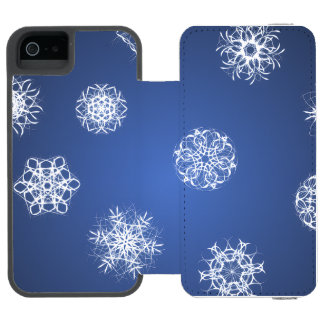 Coque-portefeuille iPhone 5 Incipio Watson™ Motif de flocon de neige sur fond bleu
