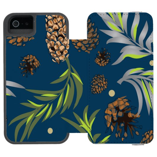 Coque Portefeuille Incipio Pour iPhone Motif de Noël, Pine Snow 9 (Folio Ouvert)