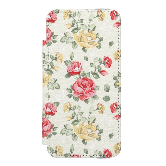 Coque Portefeuille Incipio Pour iPhone Motif de papier peint d'élégance des roses roses (Folio Devant)