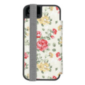 Coque Portefeuille Incipio Pour iPhone Motif de papier peint d'élégance des roses roses (Folio Dos)
