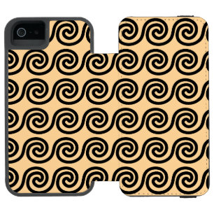 Coque-portefeuille iPhone 5 Incipio Watson™ Motif de vagues de clé Méandre grec marron