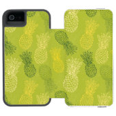 Coque Portefeuille Incipio Pour iPhone Motif d'ensemble d'ananas sur le vert (Folio Ouvert)