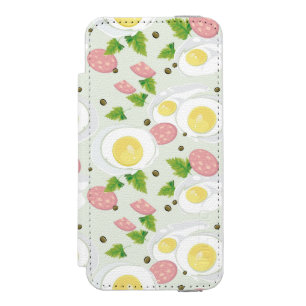 Coque-portefeuille iPhone 5 Incipio Watson™ Motif d'oeufs et de saucisse