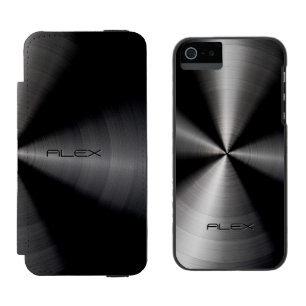 Coque-portefeuille iPhone 5 Incipio Watson™ Motif en métal noir en acier inoxydable