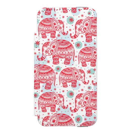 Coque Portefeuille Incipio Pour iPhone Motif ethnique rouge d'éléphant (Folio Devant)
