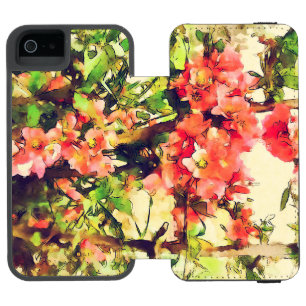 Coque-portefeuille iPhone 5 Incipio Watson™ Motif floral aquarelle rose rouge 1