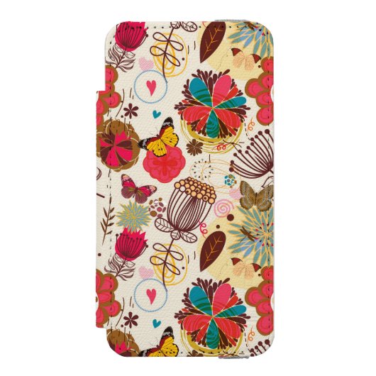 Coque Portefeuille Incipio Pour iPhone Motif floral dans le rétro style 4 (Folio Devant)