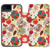 Coque Portefeuille Incipio Pour iPhone Motif floral dans le rétro style 4 (Folio Ouvert)