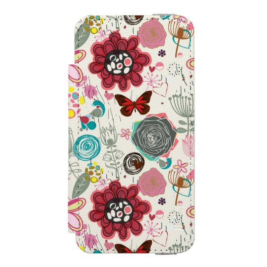 Coque Portefeuille Incipio Pour iPhone Motif floral dans le rétro style 5 (Folio Devant)