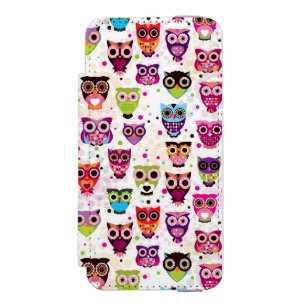 Coque-portefeuille iPhone 5 Incipio Watson™ Motif mignon d'arrière - plan de hibou pour des