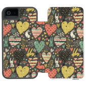 Coque Portefeuille Incipio Pour iPhone Motif mignon de lapins d'amour avec des coeurs (Folio Ouvert)