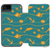Coque Portefeuille Incipio Pour iPhone Motif nautique d'or (Folio Ouvert)