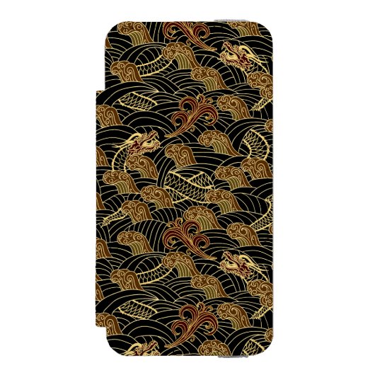 Coque Portefeuille Incipio Pour iPhone Motif oriental de dragon de mer (Folio Devant)