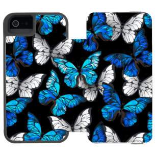 Coque-portefeuille iPhone 5 Incipio Watson™ Motif sans couture foncé avec papillons bleus Morp
