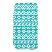 Coque Portefeuille Incipio Pour iPhone Motif tribal aztèque grunge turquoise (Folio Devant)