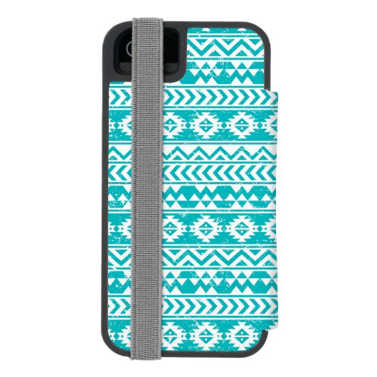 Coque Portefeuille Incipio Pour iPhone Motif tribal aztèque grunge turquoise (Folio Dos)