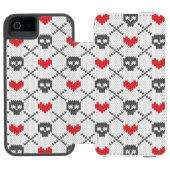 Coque Portefeuille Incipio Pour iPhone Motif tricoté avec des crânes (Folio Ouvert)