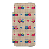 Coque Portefeuille Incipio Pour iPhone Motif vérifié avec des hiboux d'amour (Folio Devant)