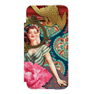 Coque-portefeuille iPhone 5 Incipio Watson™ No Signal - Collage numérique Cheeky Lady
