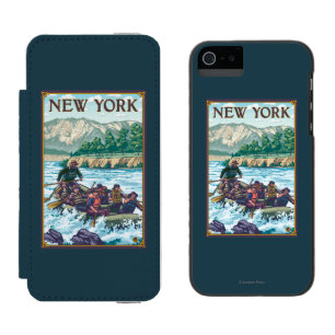 Coque-portefeuille iPhone 5 Incipio Watson™ Nouveau YorkRiver transportant la scène par radeau