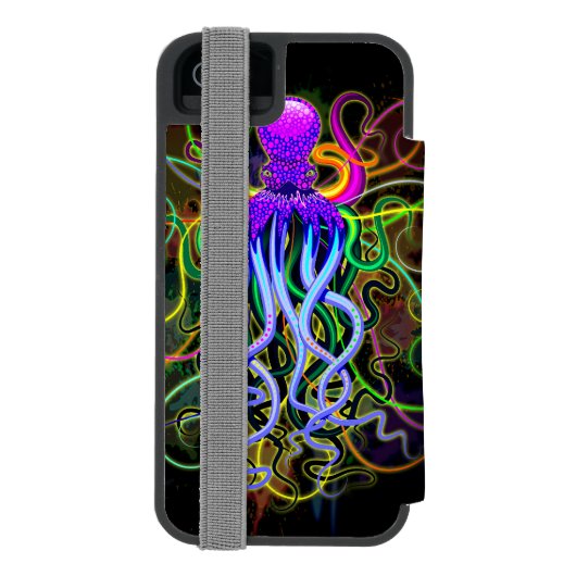 Coque Portefeuille Incipio Pour iPhone Octopus Luminescence psychédélique (Folio Dos)