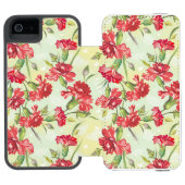 Coque Portefeuille Incipio Pour iPhone Oeillets rouges sur le vert avec des papillons (Folio Ouvert)